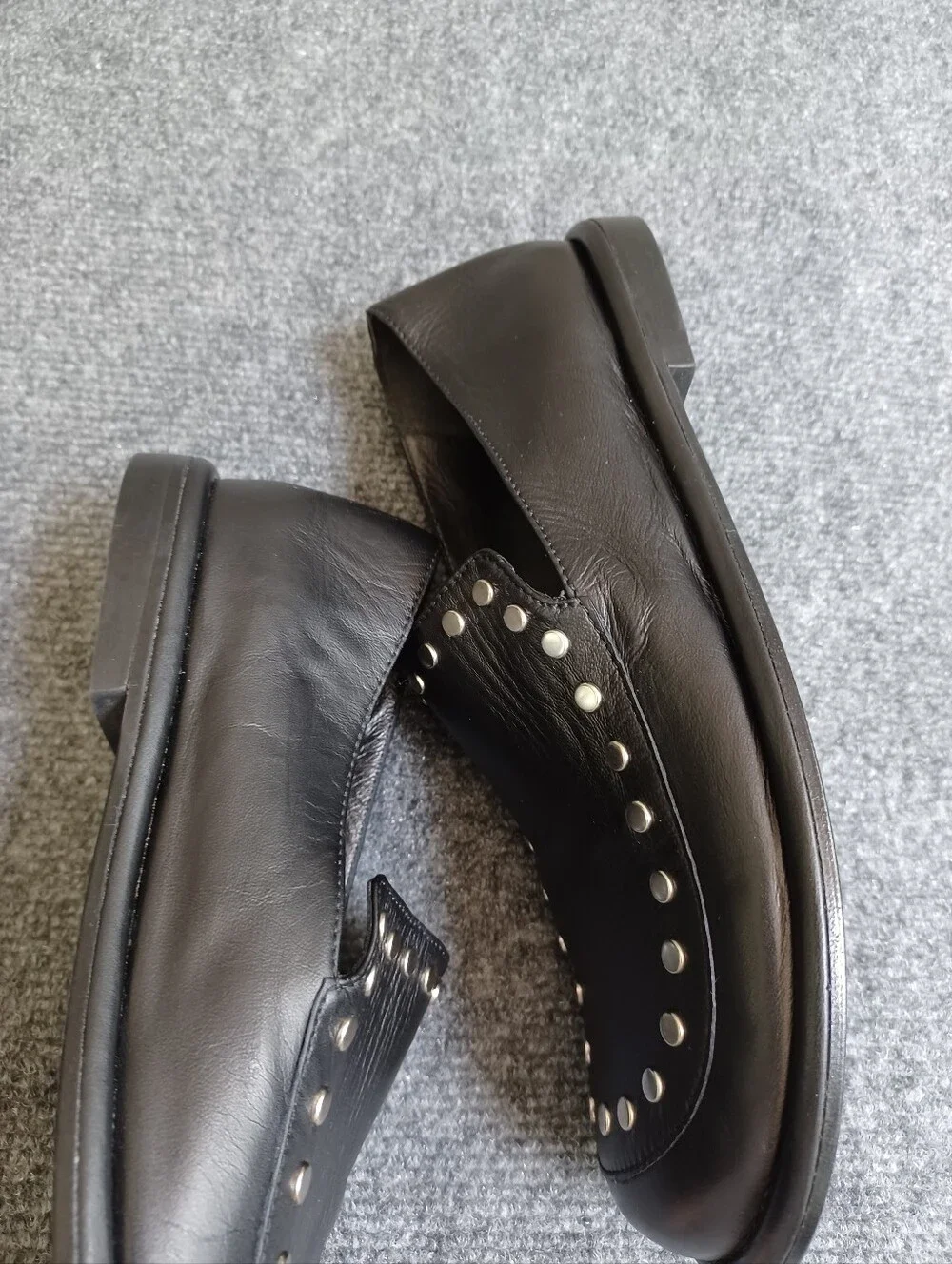 ME+EM Studded Travel Loafer Shoe Size 38 US 8 Women Leather Black Quiet Luxury
